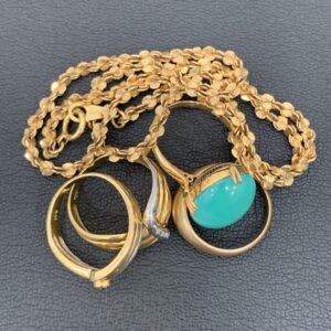 K18ネックレス / トルコ石付きK18リングなど