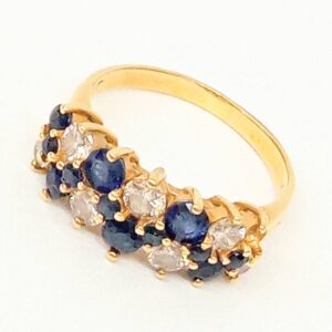 K18 サファイヤ メレダイヤ リング