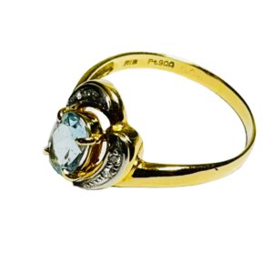 K18/Pt900 アクアマリン0.65ct メレ0.02ct リング 指輪