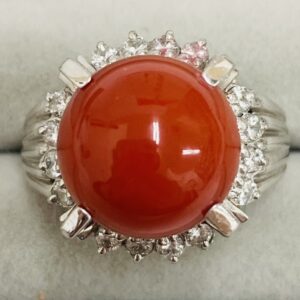 Pt900 サンゴ付きリング