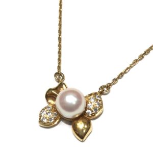 K18 18金 パール ダイヤ 0.08ct ネックレス