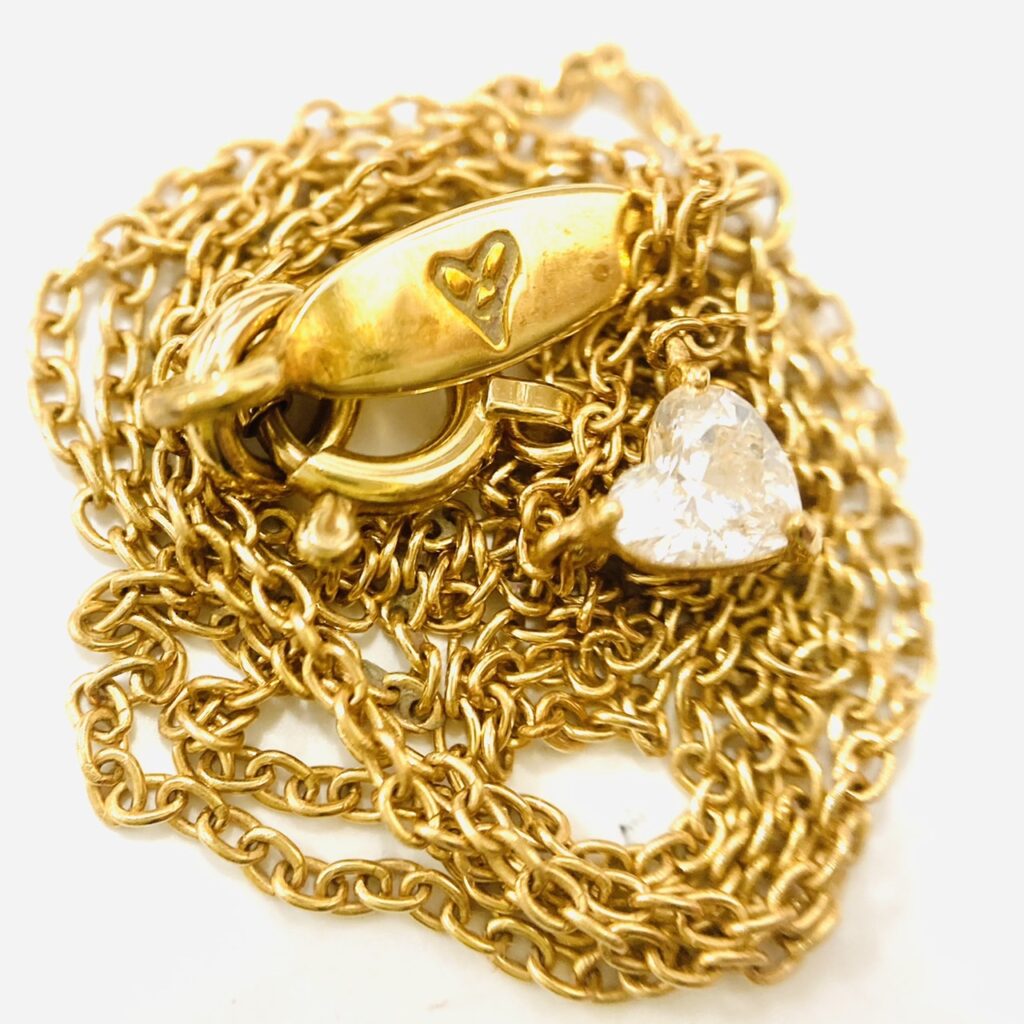 K18 0.13ct ハートシェイプダイヤモンド付きネックレスの買取実績  