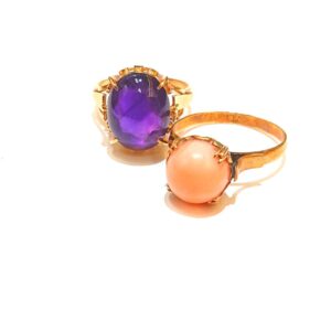K18 アメジスト 珊瑚 リング