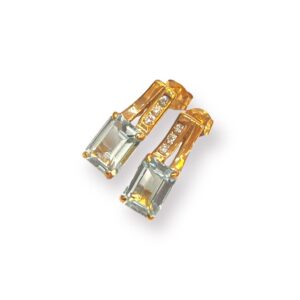 K18 ブルートパーズ メレダイヤ ピアス