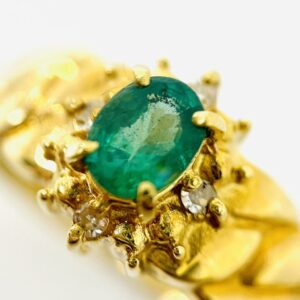 K18 エメラルド0.25ct＆メレダイヤ0.04ct付リング