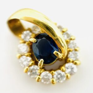 K18 サファイア0.36ct＆メレダイヤ0.7ct付トップ