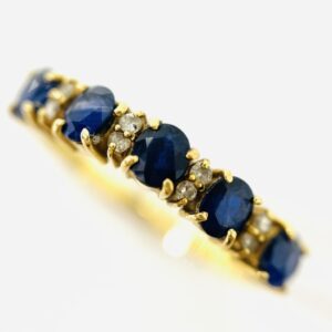 K18 サファイア0.75ct＆メレダイヤ0.08ct付リング