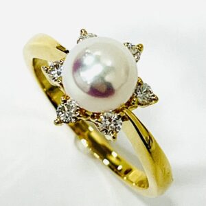 K18 パール2ctメレダイヤ0.18ct付リング（出口17570）