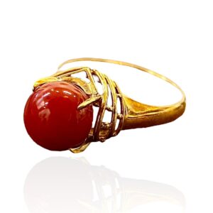 K18 珊瑚付きリング