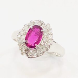 Pt850 ルビー0.79ct メレ0.26ct付 リング