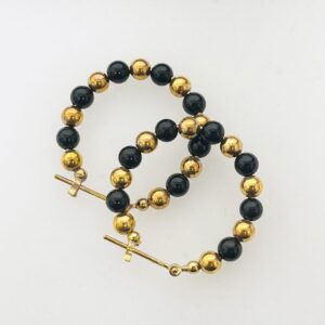 K18 ブラックパール付きピアス