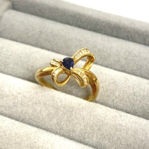 K18 サファイア メレダイヤ付きリング