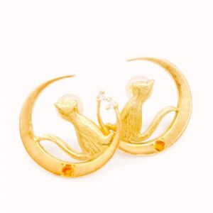 K18 18金 0.04ctシトリン 0.02ctメレダイヤ付き ピアス