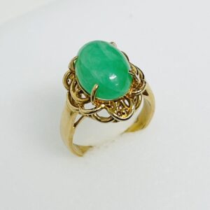 K18 翡翠付きリング