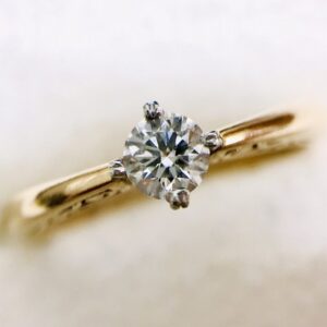 Pt900 K18 ダイヤ0.216ct付き リング