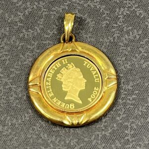 K24/K18YG ツバルホースコイン 1/10OZ付ペンダントトップ