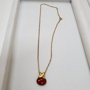 ネックレス K18 金 サンゴ（珊瑚） ダイヤ