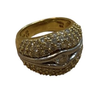 K18 Pt900 コンビ ダイヤモンド リング