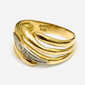 K18/Pt900 メレダイヤ ハーフ コンビ リング アクセサリー