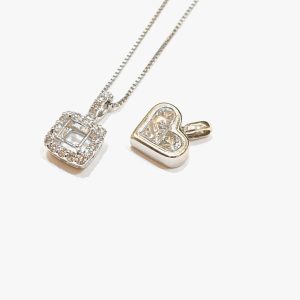 Ｐt850 ネックレス K18WGトップ メレダイヤ付き ジュエリー