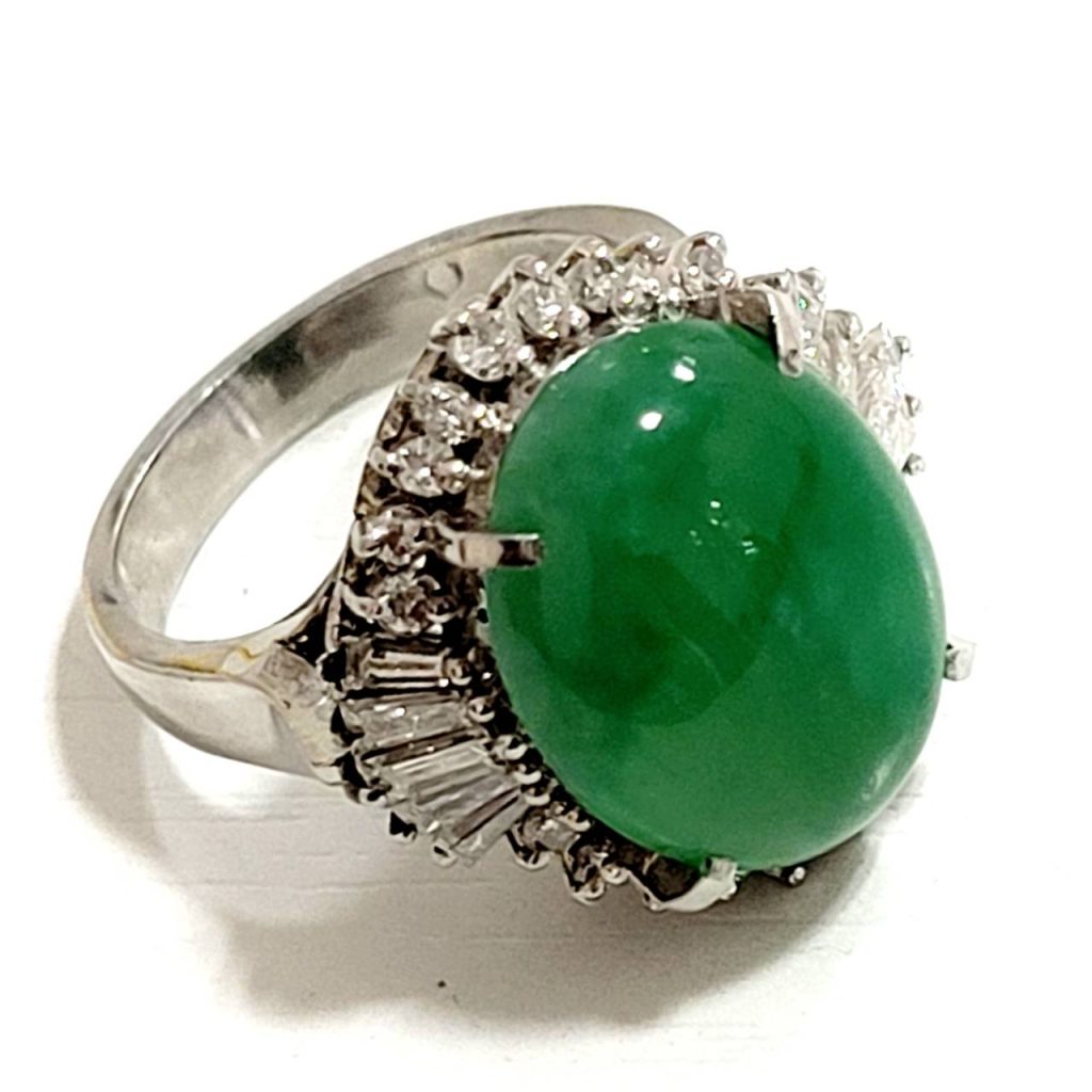 Pt900 翡翠 メレダイヤ プラチナリング 指輪