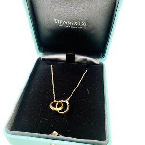 TIFFANY&Co. ティファニー アトラス X K18YG クローズド インターロッキング ネックレス ダブルサークル