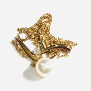 K18 メレダイヤモンド パール付き ネックレス