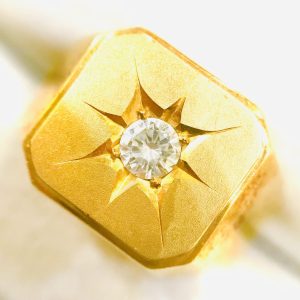 K18 18金 印台 後光留め リング アクセサリー