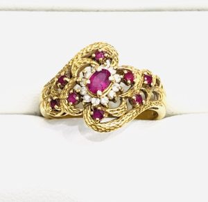 K18 リング ルビー 石付