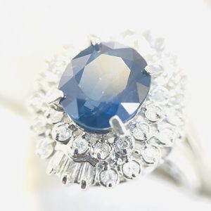 Pt900 サファイア メレダイヤ リング
