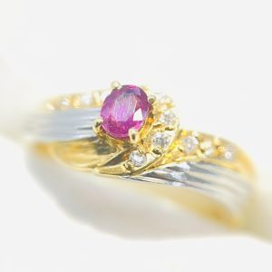 K18/Pt900 ルビー コンビリング