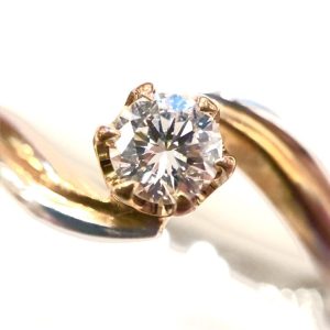 Pt900 K18 コンビ ダイヤモンド リング