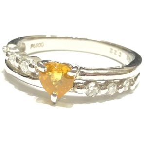 Pt900 プラチナ900 イエローサファイア 0.58ct ダイヤ 0.22ct リング