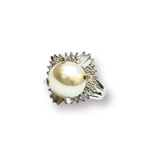 Pt900 パール メレダイヤ リング