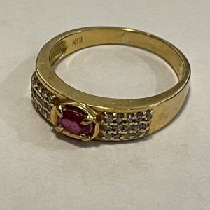 K18 メレダイヤ付き ルビー リング 　