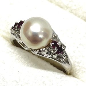 K14WG パール付き リング