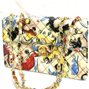 CHANEL シャネル デカマトラッセ プリント ヴィンテージチェーンバッグ