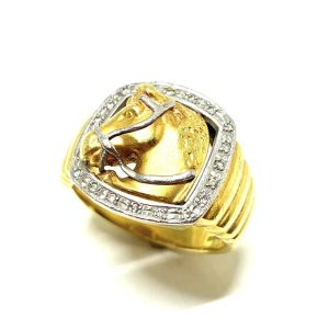 K18/Pt900 メレダイヤ付きリング