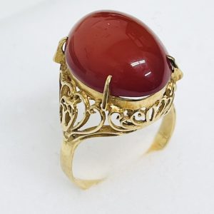 K18 サンゴ付きリング