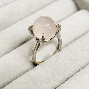 Pt900 ローズクオーツ付きリング