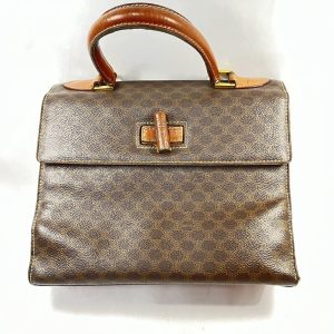 CELINE セリーヌ マカダム柄 ロゴターンロック ハンドバッグ