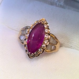 K18 ルビー メレダイヤ付きリング