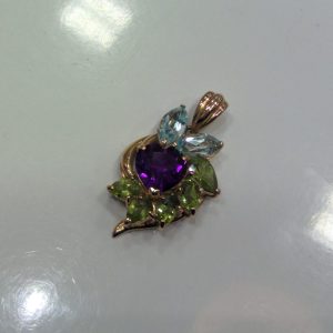 K18石付きネックレストップ