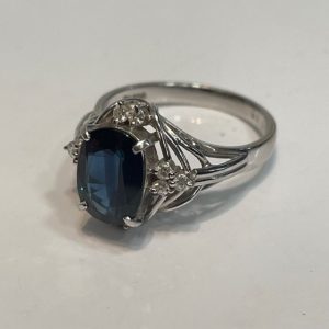 Pt900 メレダイヤ付　サファイア リング　プラチナ リング