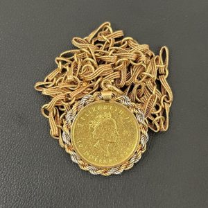K18ネックレス + メープルリーフ金貨