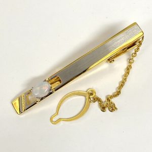 18金 プラチナ900 K18/Pt900 コンビ ネクタイピン オパール付き