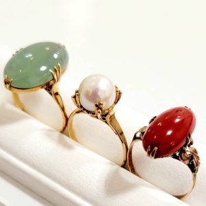 K18 パール 翡翠 珊瑚 リング 指輪 アクセサリー