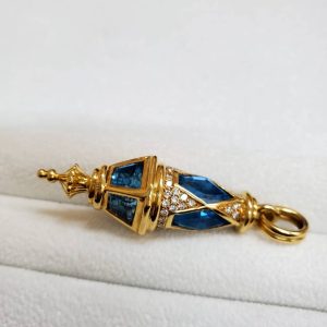ネックレス トップ K18 金 ブルートパーズ