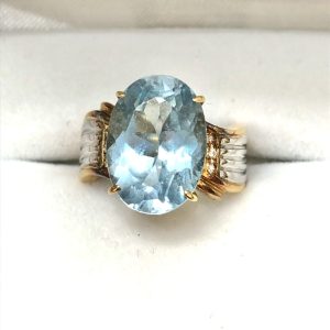 K18/Pt900 コンビ製品 ハーフ リング 石付き