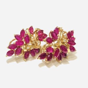 K14  ルビー デザインピアス